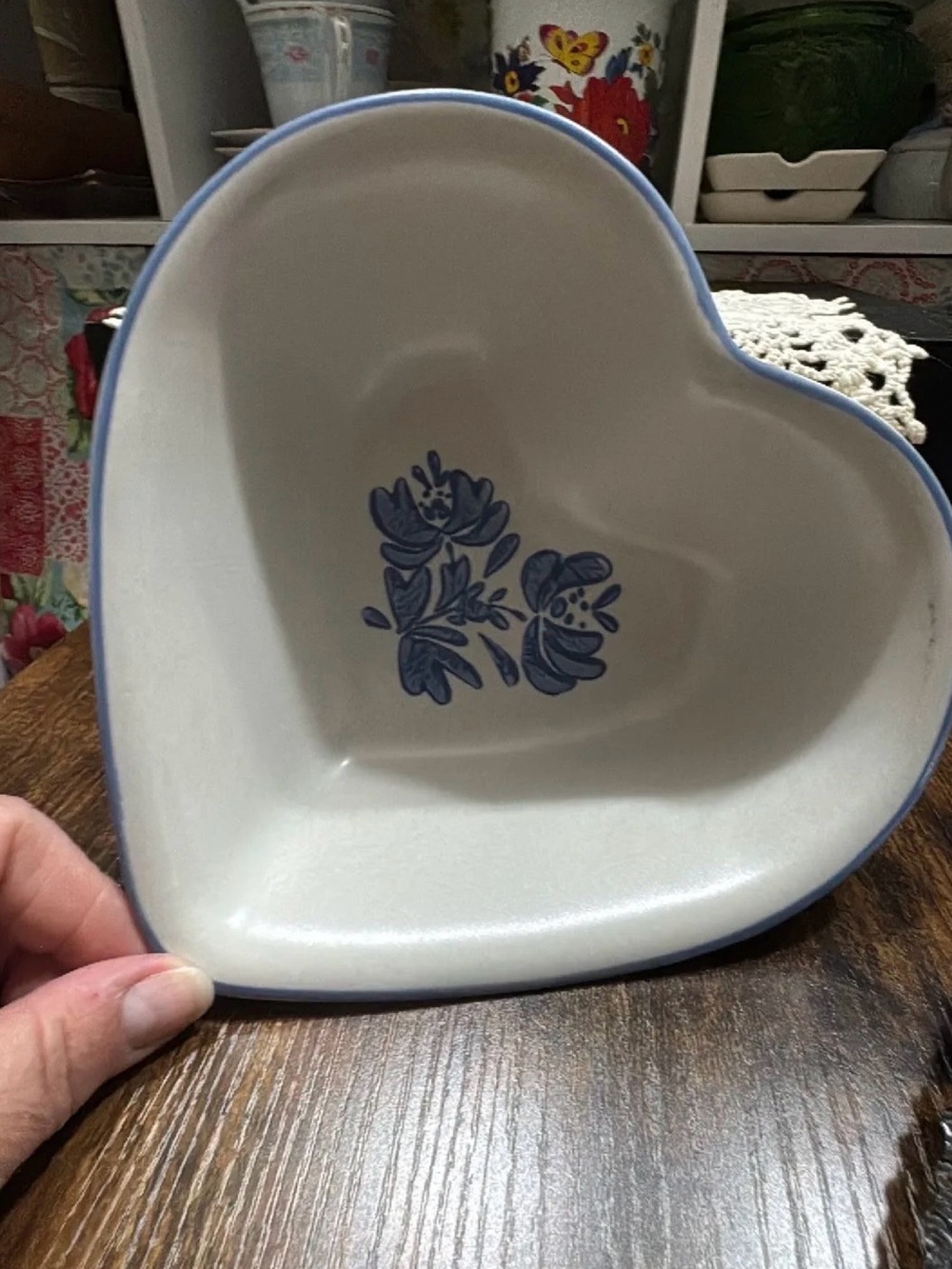 Pfaltzgraff Blue Floral Heart-Shaped Ceramic Dish